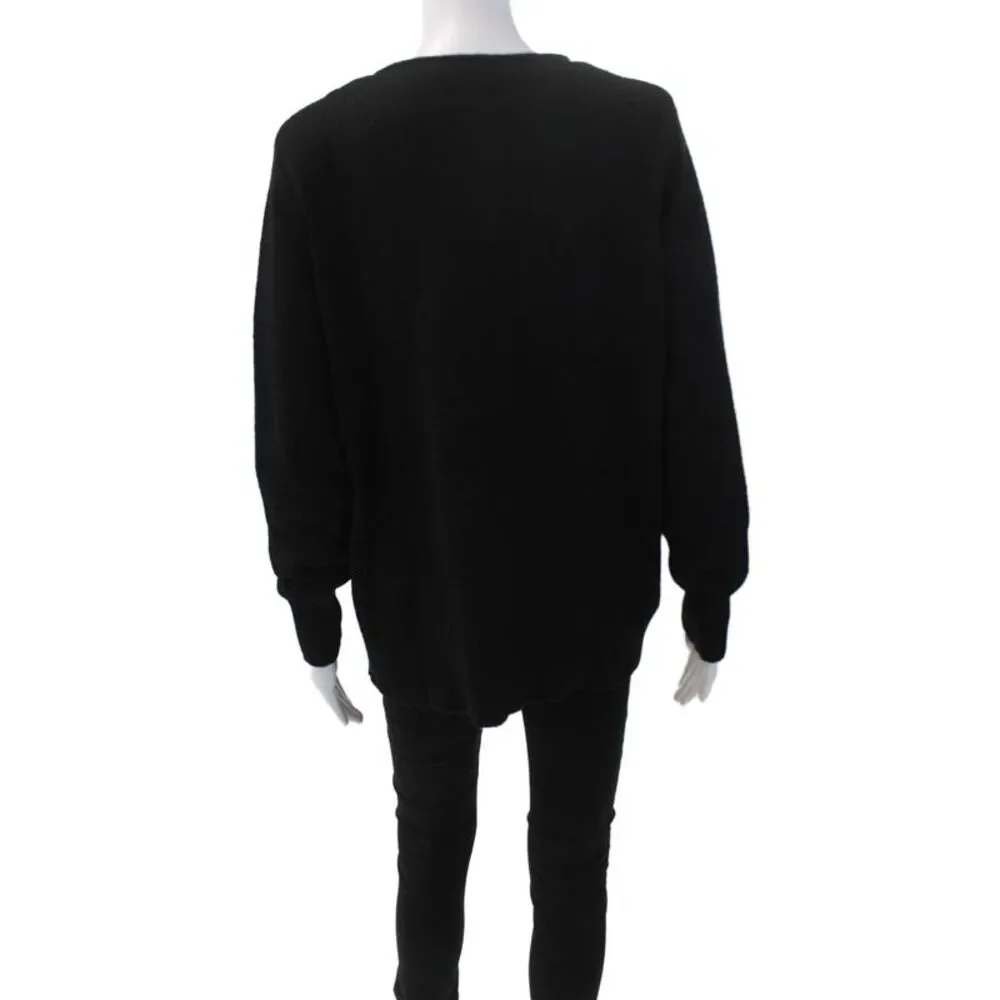 Renuar Womens Long Sleeve Geometric Oversized Pullover Sweater Black Size M